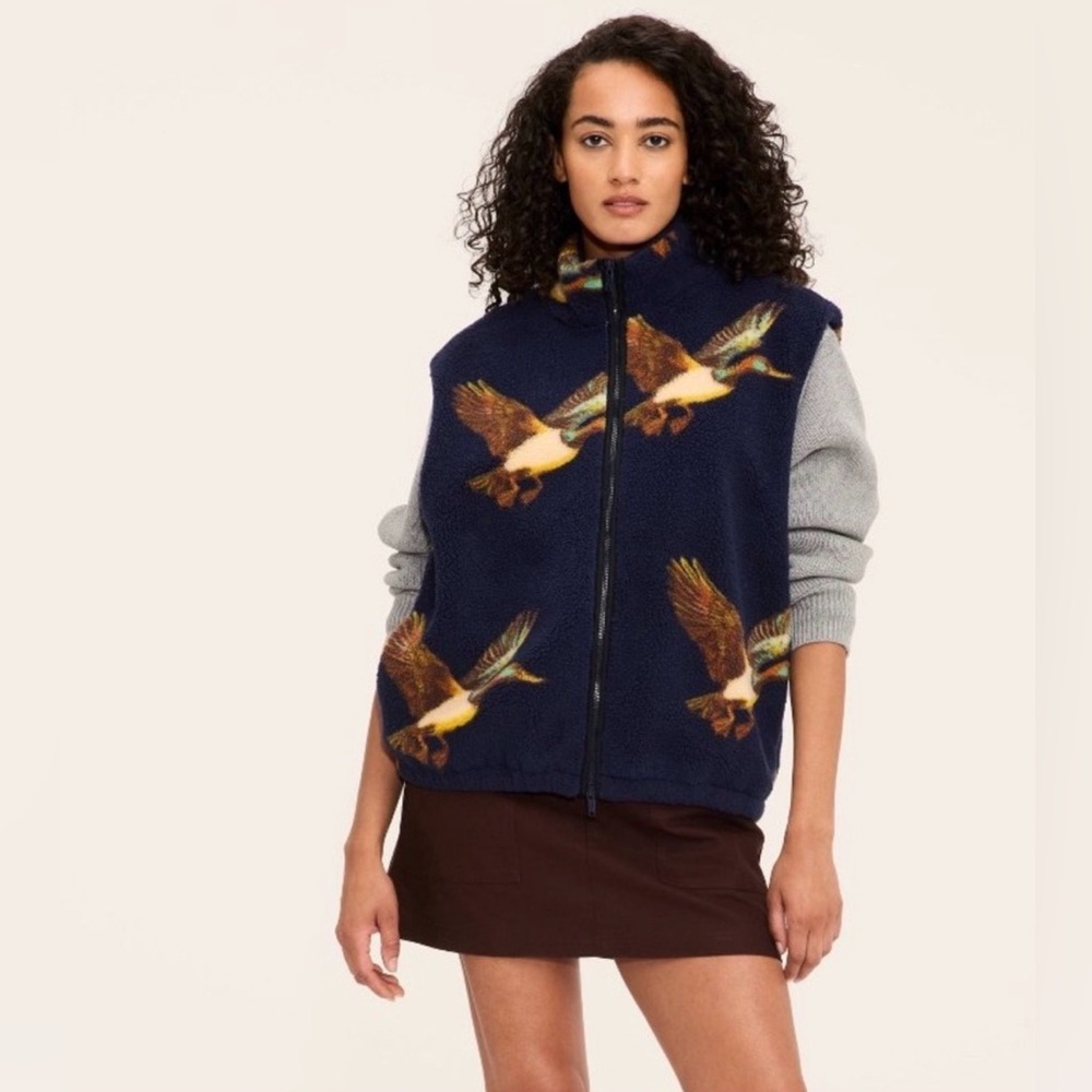Woolrich x Target Unisex Navy Duck Print Fleece Vest Medium